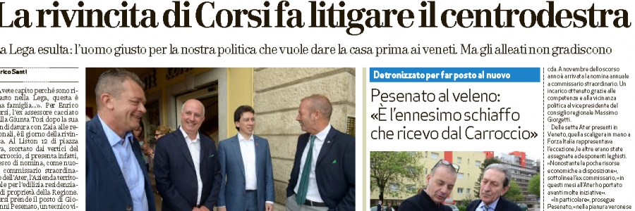 La rivincita di Corsi fa litigare il centrodestra (da L’Arenza del 06/08/2016)